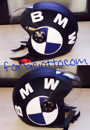 Casco pelle nera vintage - in,